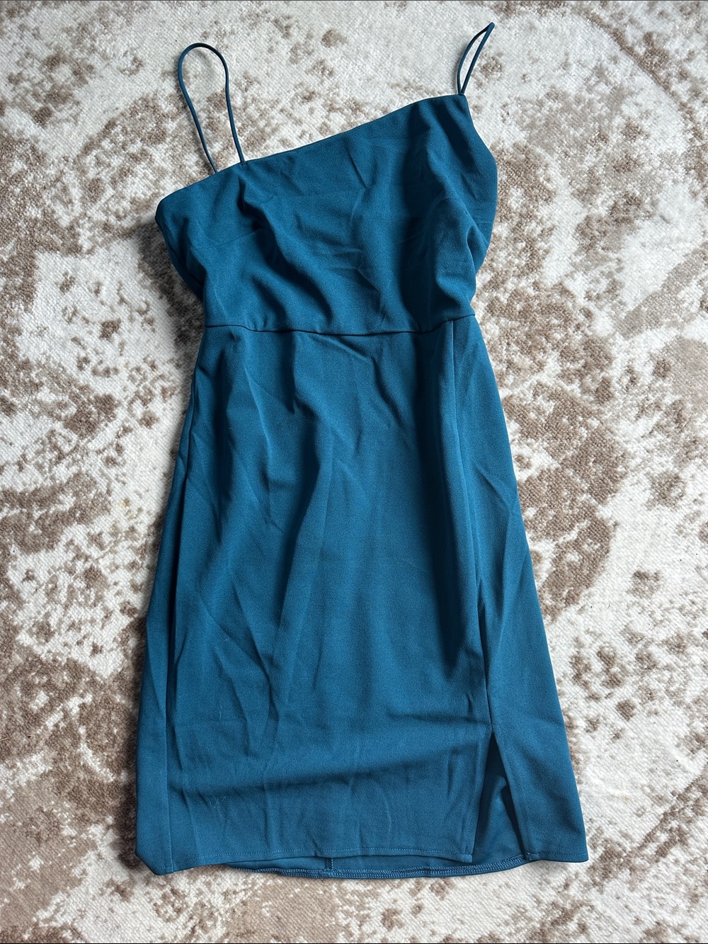 Sleek Teal Spaghetti-Strap Mini Dress